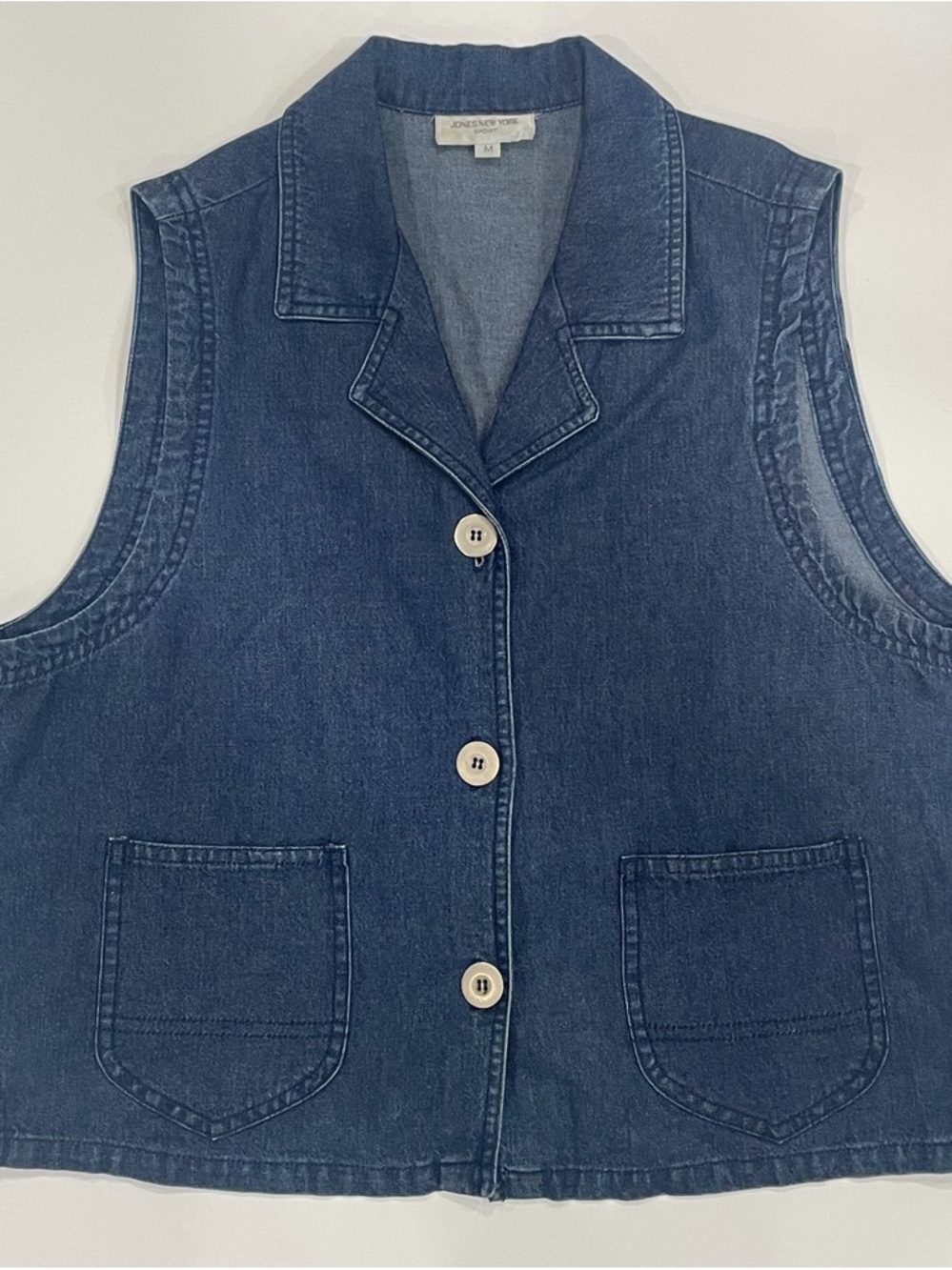 Jones New York Sport Vintage Indigo Denim Button Vest - Size M